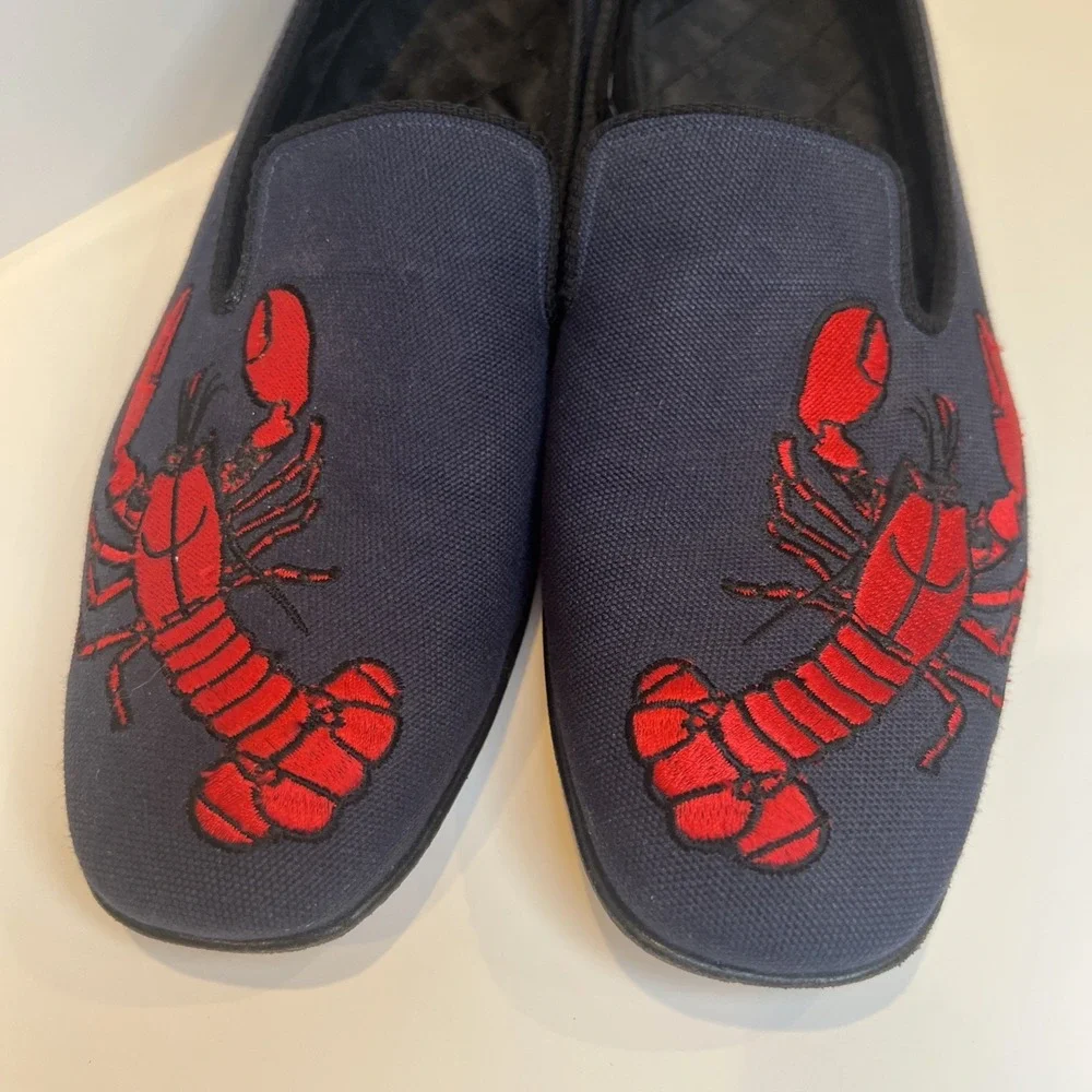 Peal & Co Brooks Brothers Lobster Embroidered Loafers‎ Made England Mens 8.5